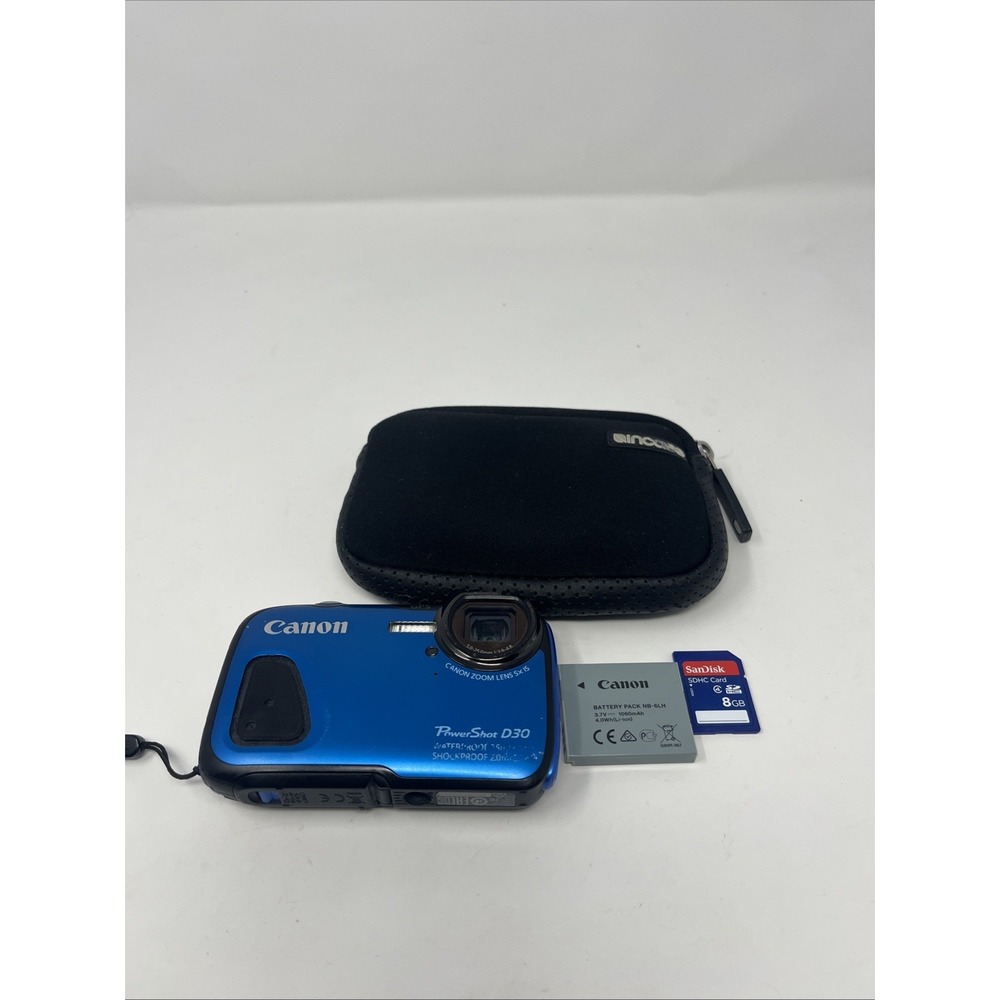 Canon PowerShot D30 Blue‎ 12.1MP Digital Camera TESTED WORKING